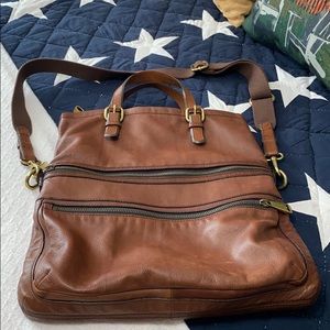 Fossil leather messenger bag